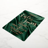 Elegant Emerald Green silk Gold moderne bruiloft Folie Uitnodiging (Gedraaid)