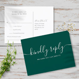 Elegant Emerald Green Song Request RSVP Briefkaart