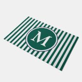 Elegant Emerald Green Stripes Monogram Deurmat (Schuin)