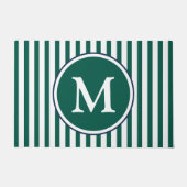 Elegant Emerald Green Stripes Monogram Deurmat (Voorkant)
