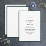 Elegant Emerald Green Typography Wedding Kaart<br><div class="desc">Een prachtige typografische trouwuitnodiging voor een zomer- of herfstbruiloft. Dit prachtige,  elegante ontwerp is voorzien van een smaragdgroene trim rond een witte uitnodiging,  met moderne typografie. Een eenvoudig,  minimalistisch ontwerp. De ontwerper van het contact voor de passende producten. Copyright Elegant nodigt uit,  alle rechten voorbehouden.</div>