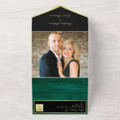 Elegant Emerald Green Wedding All In One Uitnodiging (Buitenkant)