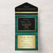 Elegant Emerald Green Wedding All In One Uitnodiging (Binnen)