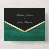 Elegant Emerald Green Wedding All In One Uitnodiging (Achterkant)