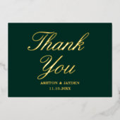 Elegant Emerald Green Wedding Bedankt voor het ech Folie Uitnodiging (Voorkant)