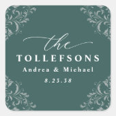 Elegant Emerald Green Wedding Classic Square Vierkante Sticker (Voorkant)