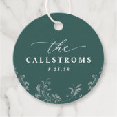 Elegant Emerald Green Wedding Classy Round Bedankjes Labels (Voorkant)