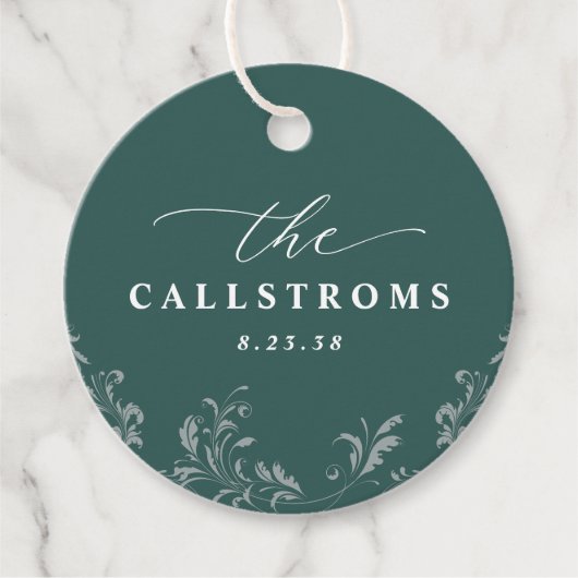 Elegant Emerald Green Wedding Classy Round Bedankjes Labels (Voorkant)