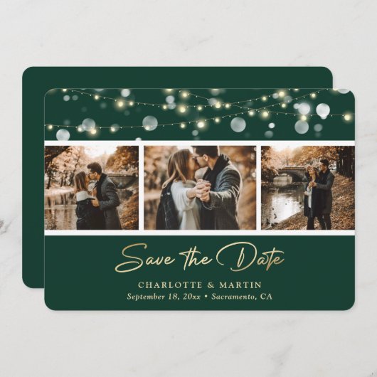 Elegant Emerald Green Wedding Foto slaat de datum  Save The Date (Voorkant / Achterkant)