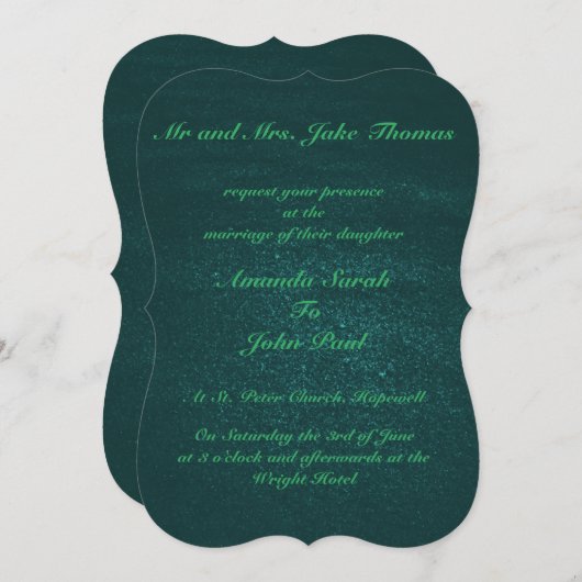 Elegant Emerald Green Wedding Kaart (Voorkant / Achterkant)