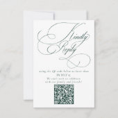 Elegant Emerald Green Wedding QR Code Please Reply RSVP Kaartje (Voorkant)