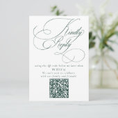 Elegant Emerald Green Wedding QR Code Please Reply RSVP Kaartje (Staand voorkant)