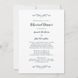 Elegant Emerald Green Wedding Rehearsal Dinner Kaart
