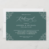Elegant Emerald Green Wedding Rehearsal Dinner Kaart (Voorkant)