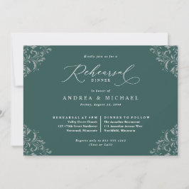 Elegant Emerald Green Wedding Rehearsal Dinner Kaart