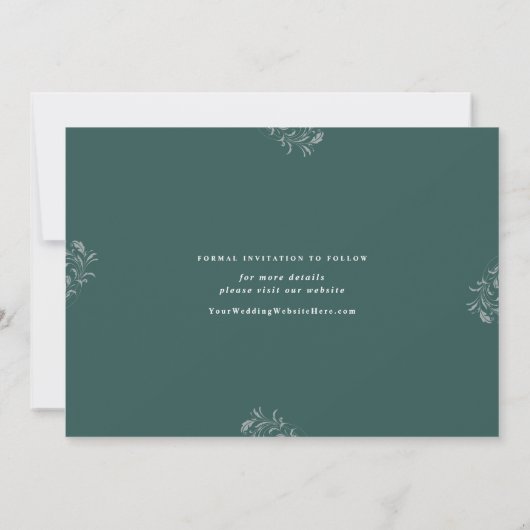Elegant Emerald Green Wedding Save the Date (Achterkant)