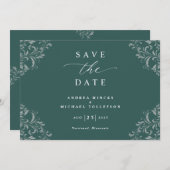 Elegant Emerald Green Wedding Save the Date (Voorkant / Achterkant)
