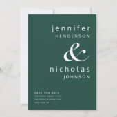 Elegant Emerald Green Wedding Save The Date (Voorkant)