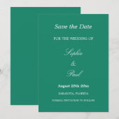 Elegant Emerald Green Wedding Save the Date (Voorkant / Achterkant)