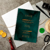 Elegant Emerald Green Wedding Save the Date Kaart