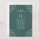 Elegant Emerald Green Wedding Seding Chart Card Kaart (Voorkant)