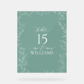 Elegant Emerald Green Wedding Table Number Acryl Bord (Voorkant)