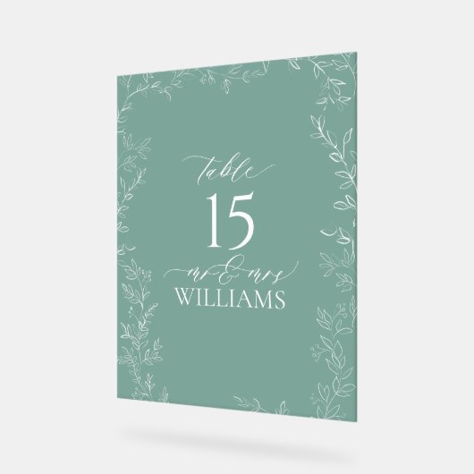 Elegant Emerald Green Wedding Table Number Acryl Bord (Hoek)