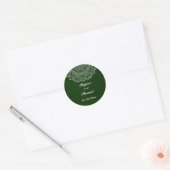 Elegant Emerald Green White Indian Paisley Wedding Ronde Sticker (Envelop)