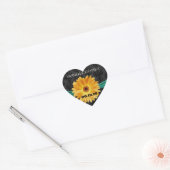 Elegant Emerald Green Yellow Gerber Daisy Wedding Hart Sticker (Envelop)