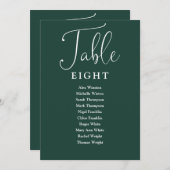 Elegant Emerald Green Zitplaatskaart Tafelnummer (Voorkant / Achterkant)