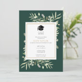 Elegant Emerald Greenery Foto Graduy Party Kaart (Staand voorkant)