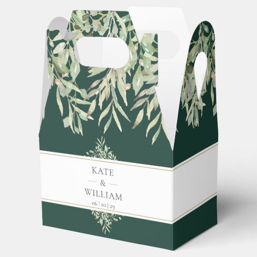 Elegant Emerald Greenery Wedding Bedankdoosjes (Geopend)