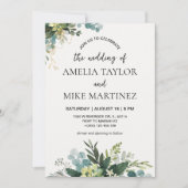 Elegant Emerald Greenery Wedding Kaart (Voorkant)