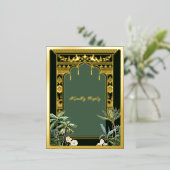 Elegant Emerald Groen Indisch Bruiloft RSVP Briefk Folie Feestdagen Briefkaart (Staand Voorkant)