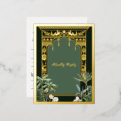 Elegant Emerald Groen Indisch Bruiloft RSVP Briefk Folie Feestdagen Briefkaart (Voorkant / Achterkant)