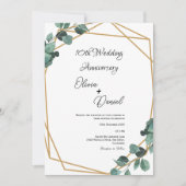 Elegant Emerald Leaf Wedding Anniversary  Kaart (Voorkant)