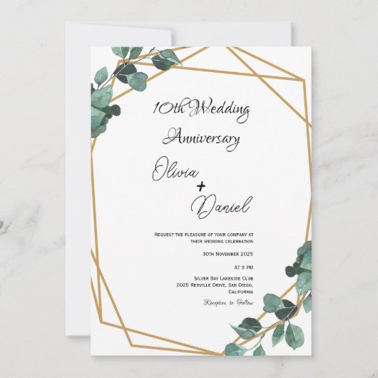 Elegant Emerald Leaf Wedding Anniversary Kaart (Voorkant)