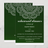 Elegant Emerald Paisley Indian Rehearsal Dinner Kaart (Voorkant / Achterkant)