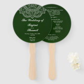 Elegant Emerald Paisley Indian Wedding Programme Handwaaier (Voorkant en achterkant)
