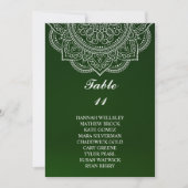 Elegant Emerald Paisley Wedding Seating Chart Kaart (Voorkant)