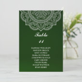 Elegant Emerald Paisley Wedding Seating Chart Kaart (Staand voorkant)