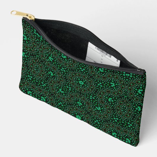 Elegant Emerald & Pearl Abstract Dot Art Pattern Etui (Open)