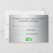 Elegant Emerald Rozen en Silver Wedding RSVP Kaartje (Achterkant)