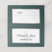 Elegant Emerald Silver Winter Holiday Weddenschap Plaatskaartje (Buitenkant ongevouwen)
