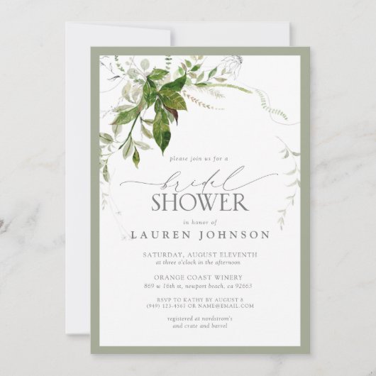 Elegant Emerald & Taupe Waterverf Vrijgezellenfees Kaart (Voorkant)