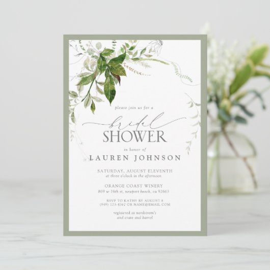 Elegant Emerald & Taupe Waterverf Vrijgezellenfees Kaart (Staand voorkant)