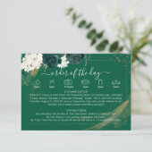 Elegant Emerald Watercolor Script Rose Wedding  Informatiekaartje (Staand voorkant)