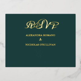 Elegant Emerald Wedding Meal Choice RSVP Folie Kaa Uitnodiging Briefkaart