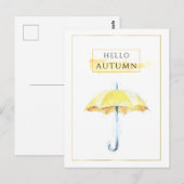 Elegant en artistiek Golden Autumn Umbrella Drawin Briefkaart (Voorkant / Achterkant)