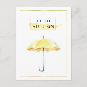 Elegant en artistiek Golden Autumn Umbrella Drawin Briefkaart
